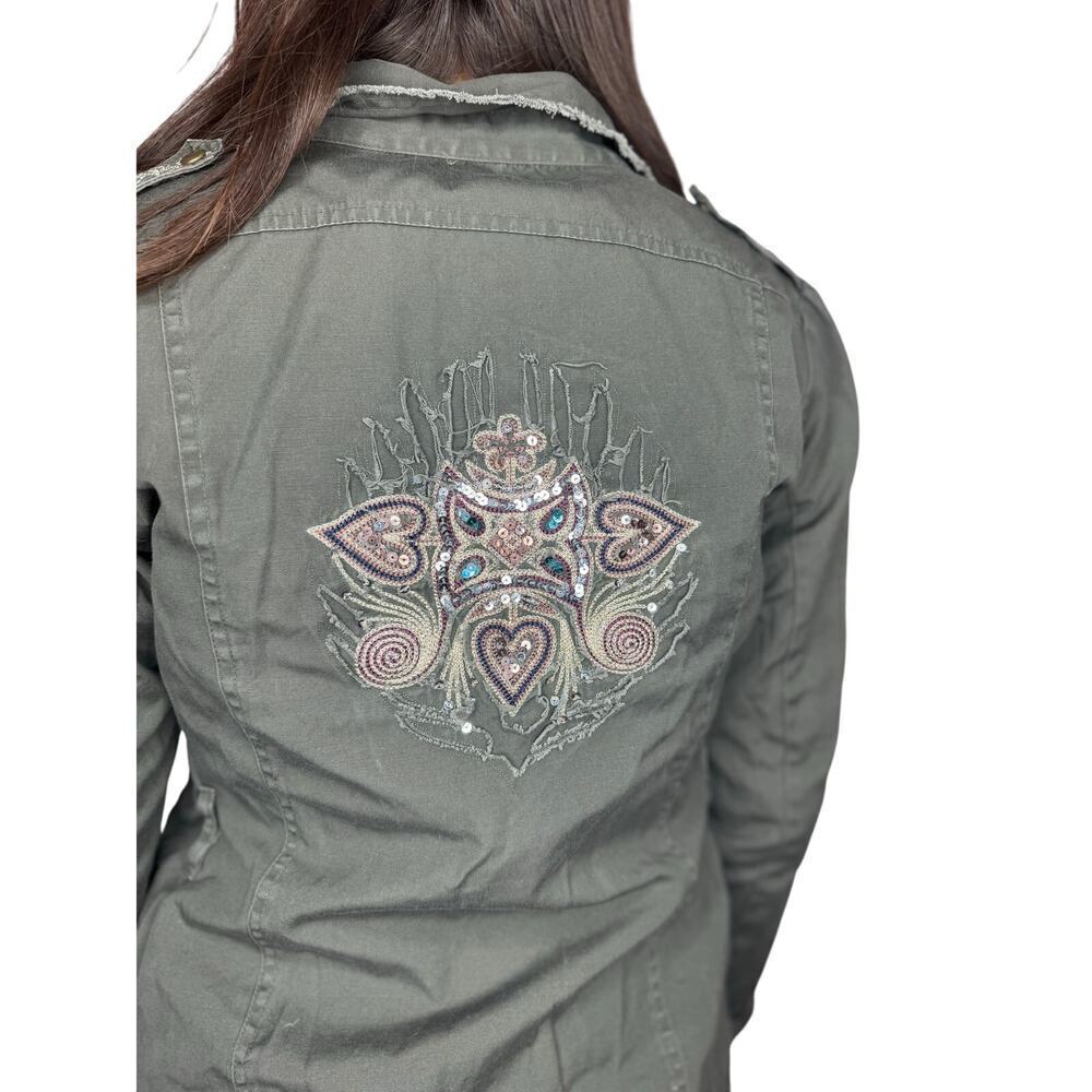 Denim Co Women's Army Green Button-Up Jacket Shirt Size 10 US / 38 EUR